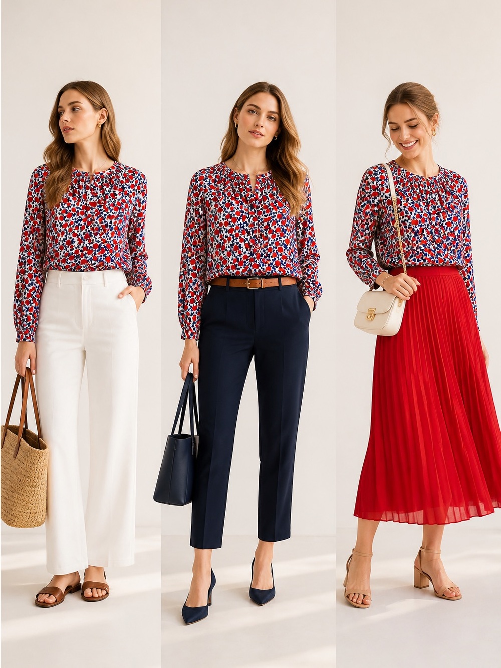 Boden Collarless Floral Long-Sleeve Button Down Cotton Blouse Women's 14 NWT